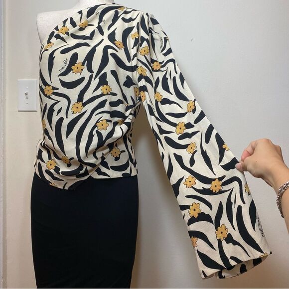 Nanushka Black and Cream Floral Blouse - Picture 6 of 16